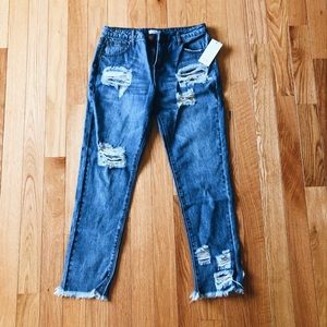NWT TOBI Distressed Girlfriend Jeans